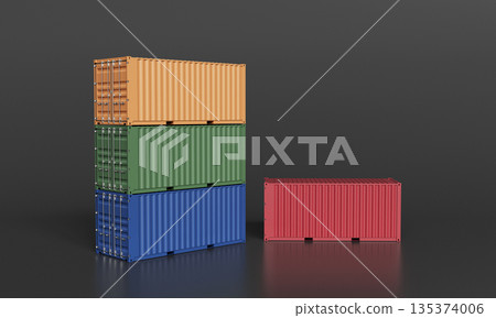 Colorful Shipping Container Mock up. 3D Rendering. 135374006