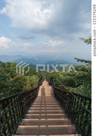 Stairs overlooking the plateau Stairs overlooking the plateau 135374209