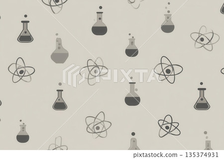 Seamless Science Pattern with Beakers and Atom Symbols Seamless Science Pattern with Beakers and Atom Symbols 135374931