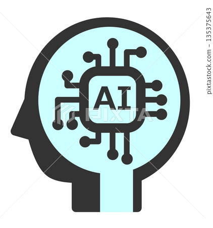 未來科技中高性能、高速處理的人工智慧大腦示意圖 135375643