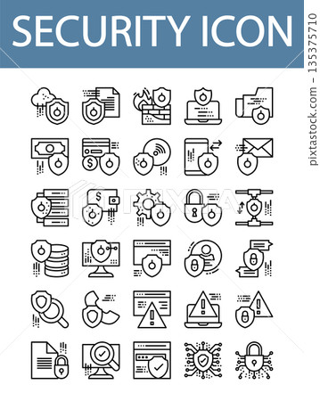 set of 30 security icon, line icon style set of 30 security icon, line icon style 135375710
