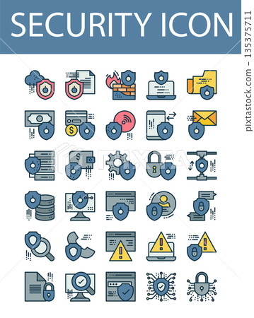 set of 30 security icon, filled outline icon style set of 30 security icon, filled outline icon style 135375711