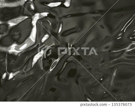 abstract dark liquid ripples undulating with glossy highlights and subtle bubbles in mysterious fluid texture for atmospheric wallpaper or sci-fi editorial background 135376073