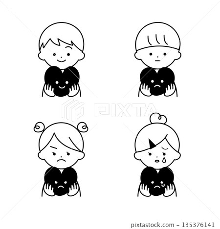 Child holding a heart (black and white) Child holding a heart (black and white) 135376141