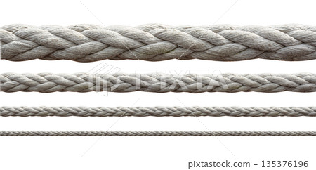 Braided rope texture set on transparent background Braided rope texture set on transparent background 135376196