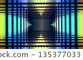 Infinite blue and yellow grid tunnel. Blue and yellow grid-like tunnel with an infinite perspective. 135377033