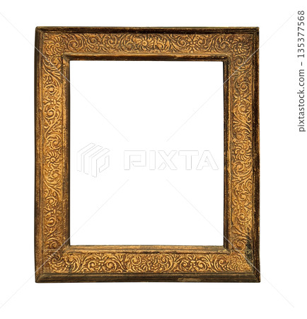 Ornate gold carved antique wooden picture frame 135377568