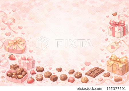 Valentine Series: Valentine background with motifs on the left and right and blank space in the center 135377591