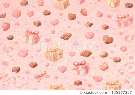 情人節系列：簡約情人節背景，點綴著零散的圖標 135377597