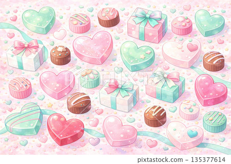 情人節系列：薄荷粉色清新情人節背景 135377614