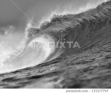 Dynamic Monochrome Depiction, Vivid Black And White Waterscape 135377797