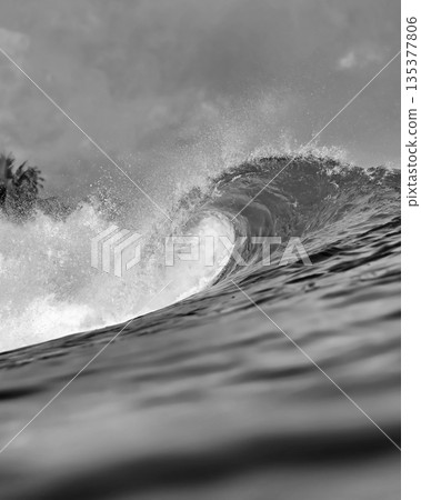 Dynamic Monochrome Depiction, Vivid Black And White Waterscape 135377806