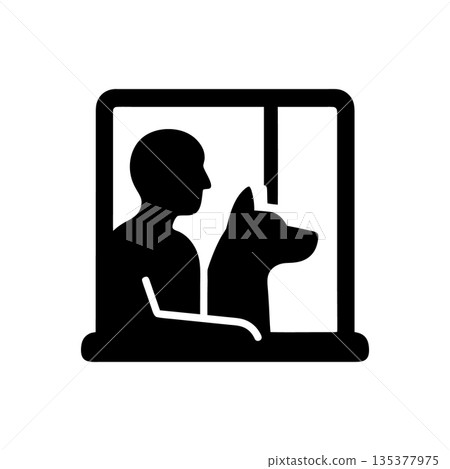 Watching World Through Window Icon 135377975