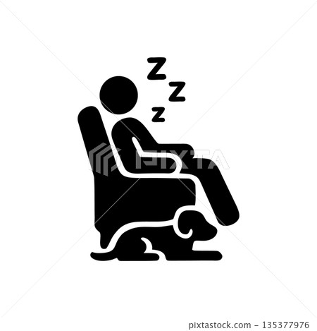 Man Sleeping Near Dog Icon Man Sleeping Near Dog Icon 135377976