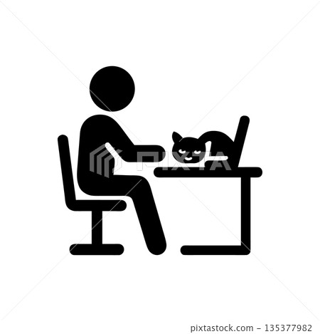 Working While Cat Sleeps Icon Working While Cat Sleeps Icon 135377982