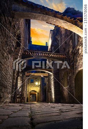St. Catherine's passage medieval alley at dramatic sunset St. Catherine's passage medieval alley at dramatic sunset 135378066