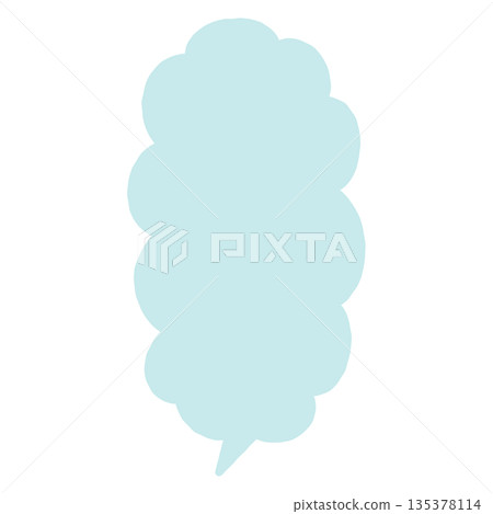 A simple, hand-drawn, vertical, downward-facing speech bubble (light blue, no border) 135378114