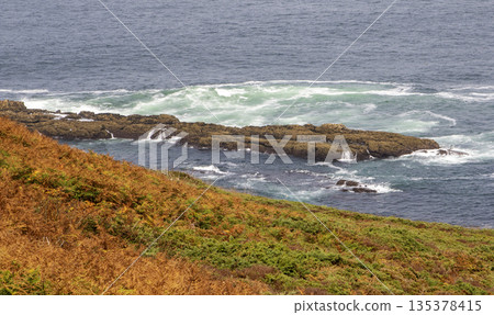 Coastal View With Rocks and Waves in Galicia, Spain During Vacation Coastal View With Rocks and Waves in Galicia, Spain During Vacation 135378415
