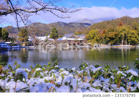 大覺寺(京都市右京區)雪景 - 五大堂景色 大覺寺(京都市右京區)雪景 - 五大堂景色 135378795
