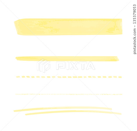 Hand-drawn underline marker set for highlighting, highlighting important points, borders, and text emphasis. 135379053