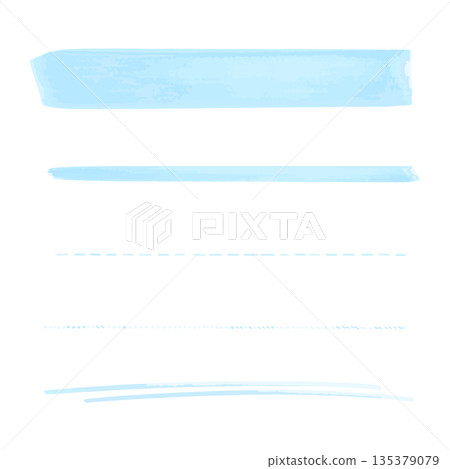 Hand-drawn underline marker set for highlighting, highlighting important points, borders, and text emphasis. 135379079