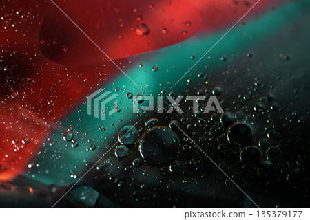 Floating Crimson And Teal Oil Universe In Liquid Motion Floating Crimson And Teal Oil Universe In Liquid Motion 135379177