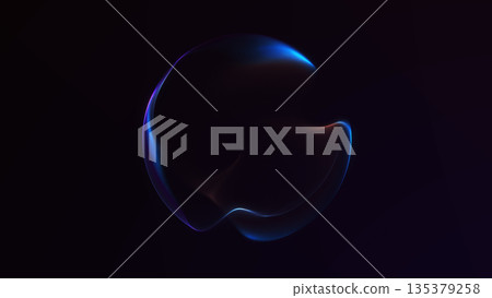 Abstract blue and brown gradient energy sphere with smooth glowing plasma and flowing light on dark background, futuristic digital orb with depth and motion. 135379258