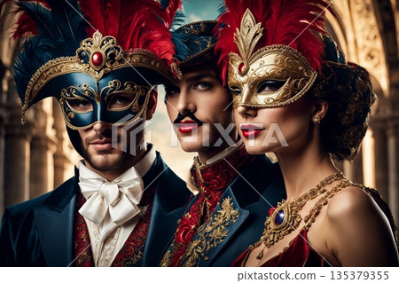 People dressed for the Carnival in Venice. People dressed for the Carnival in Venice. 135379355