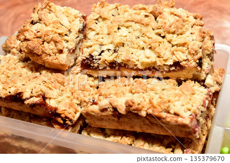 Baked pie with filling. Baked pie with filling. 135379670