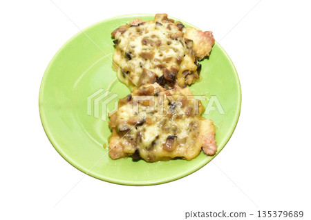 Fried meat with mushrooms. Fried meat with mushrooms. 135379689