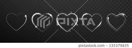 Heart white light line isolated on transparent background. Heart light glow effect banner design. 135379835
