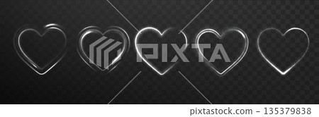 Heart light glow effect on transparent background. Empty glowing romantic frame Heart light glow effect on transparent background. Empty glowing romantic frame 135379838
