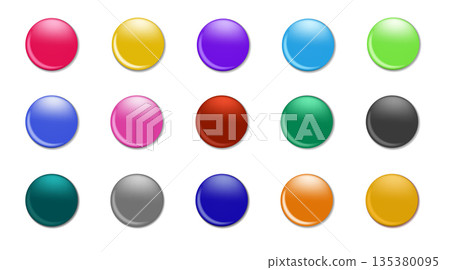 Set of different color push pin. Stationery elements. Set of different color push pin. Stationery elements. 135380095