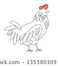 Hand drawn monoline rooster isolated on white 135380309