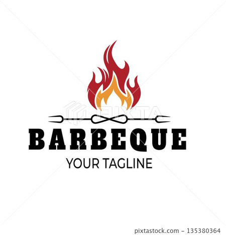 Barbecue Grill and Hot Fire Flame Logo Barbecue Grill and Hot Fire Flame Logo 135380364