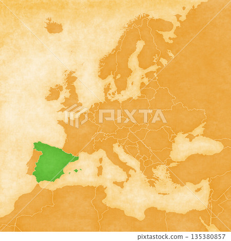 Ocher map of Europe - Spain 135380857