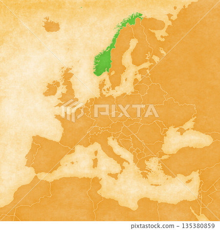 Ocher map of Europe - Norway 135380859