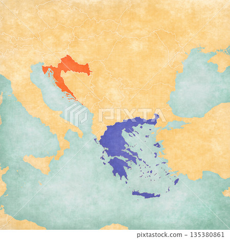 Map of Balkans - Greece and Croatia 135380861