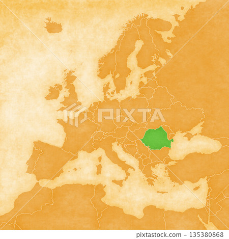Ocher map of Europe - Romania Ocher map of Europe - Romania 135380868