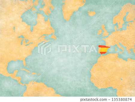Map of North Atlantic Ocean - Spain 135380874
