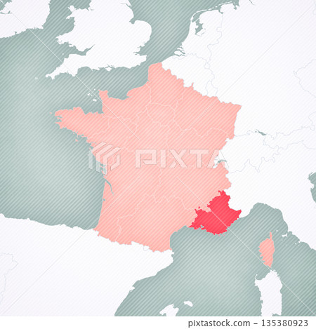 Map of France - Provence-Alpes-Cote d'Azur Map of France - Provence-Alpes-Cote d'Azur 135380923