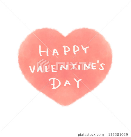 Pink heart with Valentine's Day lettering 135381029