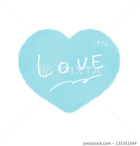 Hand-drawn heart icon with LOVE lettering, watercolor style, blue Hand-drawn heart icon with LOVE lettering, watercolor style, blue 135381084