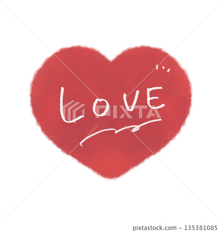 Hand-drawn heart icon with LOVE lettering, watercolor style, red Hand-drawn heart icon with LOVE lettering, watercolor style, red 135381085