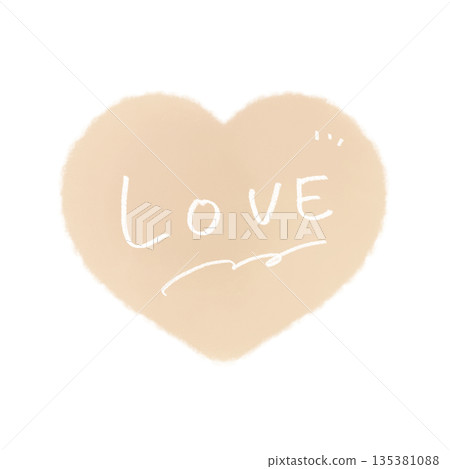 Hand-drawn heart icon with the word LOVE, watercolor style, brown Hand-drawn heart icon with the word LOVE, watercolor style, brown 135381088