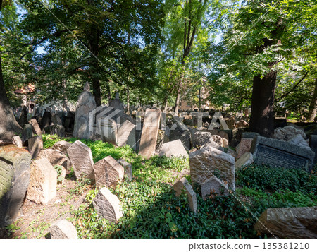 The Old Jewish Cemetery in Prague, located in the Jewish Quarter 135381210