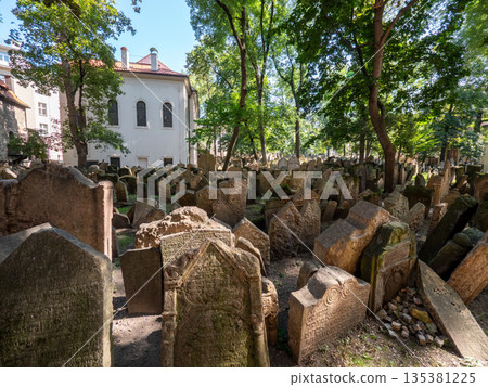 The Old Jewish Cemetery in Prague, located in the Jewish Quarter The Old Jewish Cemetery in Prague, located in the Jewish Quarter 135381225