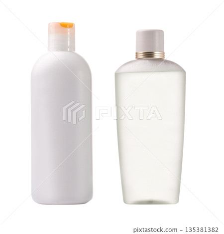Unbranded cosmetic product bottles for skincare mockup Unbranded cosmetic product bottles for skincare mockup 135381382