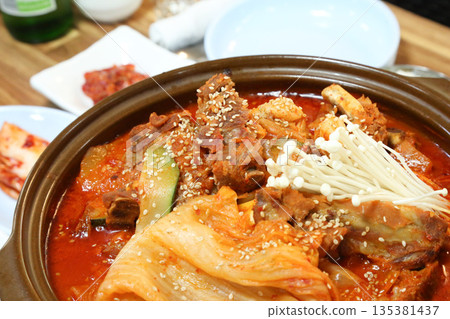 Pork Back Rib Kimchi Stew. Korean traditional food 135381437