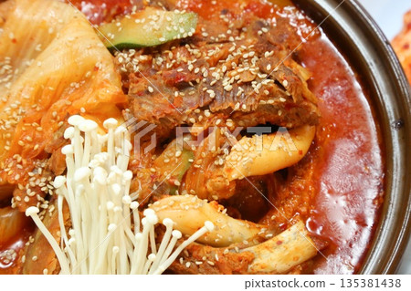 Pork Back Rib Kimchi Stew. Korean traditional food 135381438